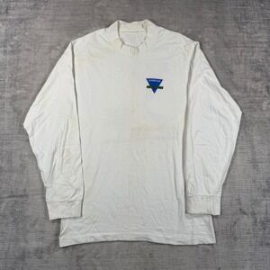 Serengeti Vermilion Shirt Mens Large White Vintage 90s Snowboarding Long Sleeve